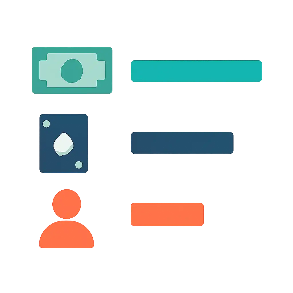 Infographic comparing options using coloured bars and icons only, no text or labels, flat design, Teen Patti