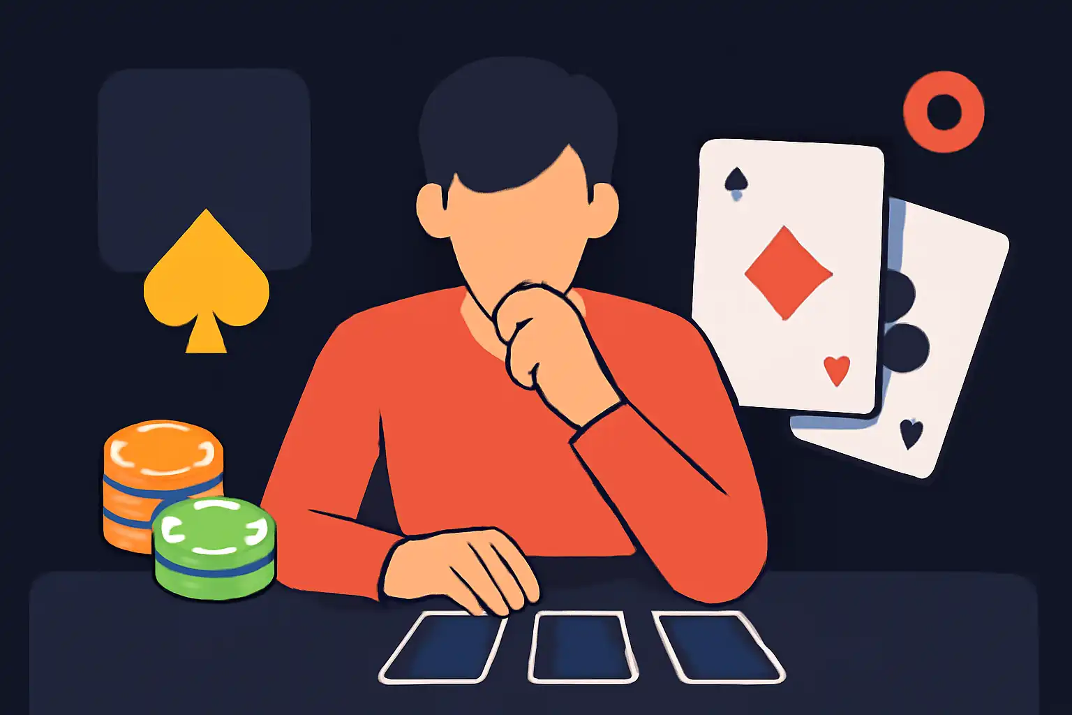 Hero illustration: Reading the Table, modern flat design, dark background, brand-neutral, icons and shapes only, no text